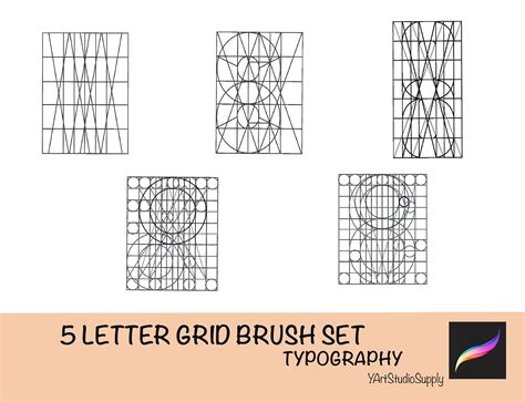 5 Letter Grid Procreate Stamptypography Guideline Etsy Uk