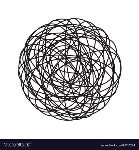 Chaos Tangle Circle Doodle Line Icon Royalty Free Vector