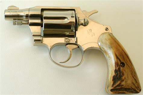 Colt Detective Special 38 Caliber Nickel Plated Revolver With Stag
