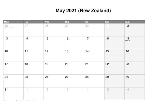 May 2021 Calendar Nz Templates With Holidays One Platform For Digital