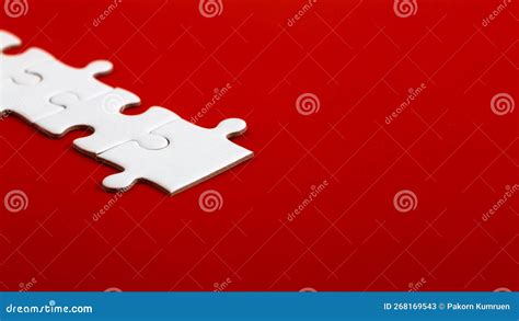 White Puzzle Pieces On A Red Background Stock Image Image Of Complete