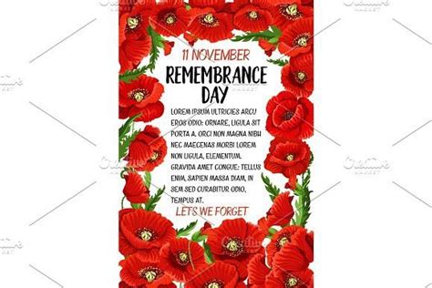 Vector 11 November Remembrance Day Poppy Card Remembrance Day Poppy