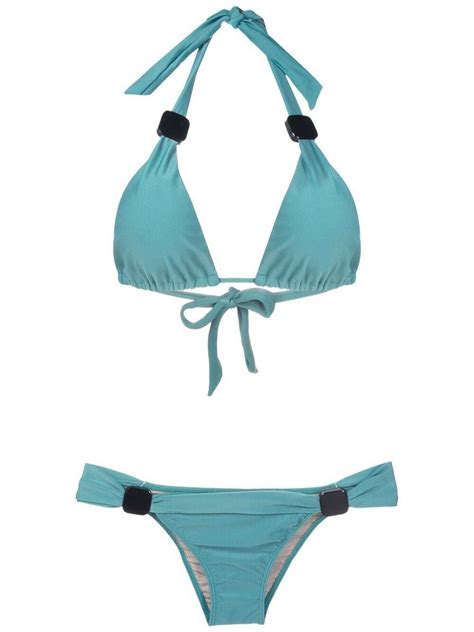 Adriana Degreas Hardware Detail Halterneck Bikini Set Blue Editorialist