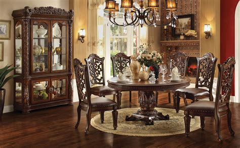 Hollywood swank starry night dining room. Acme Vendome 7PC Single Pedestal Round Dining Room Set in ...