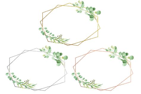 Watercolor Floral Geometric Frames By Birdiy Design Thehungryjpeg