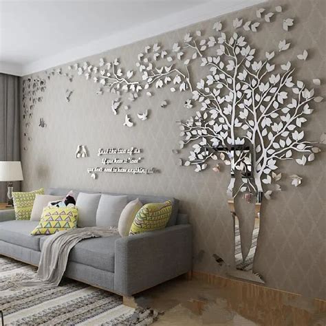 1pcs 400x200cm 3d Texture Acrylic Tree Tv Setting Wall Decal Living