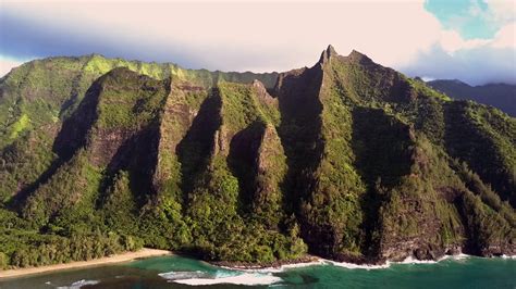 Beautiful Aerial View Of Spectacular Na Pali Coast Kauai Hawaii Stock