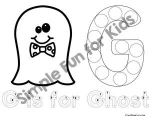 G is for Ghost Dot Marker Coloring Pages Printable  Simple Fun for Kids