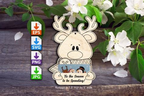 Rudolph Gift Card Holder Ornament Graphic By Linda Jacquet Creative
