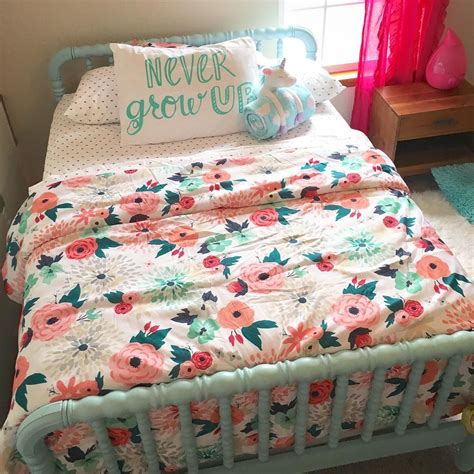 This will meet your need with super soft material and attractive design in finn accent, combining white, navy and mint green. Taylor Pellham on Instagram: "Big girl bedroom step one ...