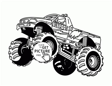 Print truck coloring pages for free and color our truck coloring! Bigfoot Monster Truck Jumps coloring page for kids ...
