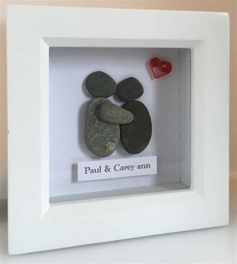 Couple in Love Pebble Art - Engagement Wedding Gift - Pebble Made