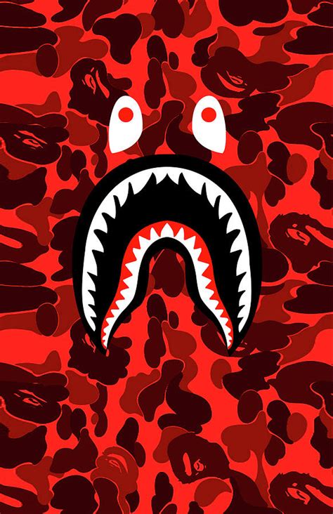 We've gathered more than 5 million images uploaded by our users and sorted them by the most popular ones. Bape Shark Teeth Camo Red Digital Art by Shezan Kiska