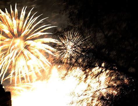 Burst Colorful Fireworks In Night Dark Sky Stock Photo Image Of