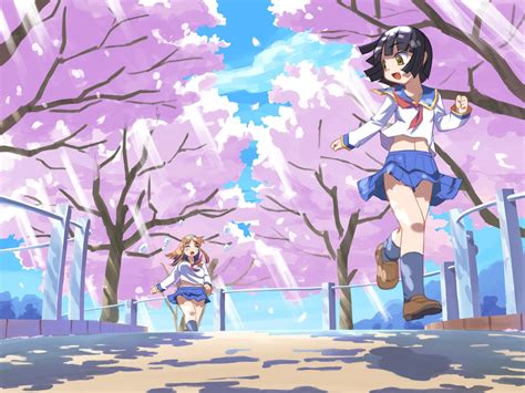 Cherry Blossoms Anime Girls 1600x1200 Wallpaper High