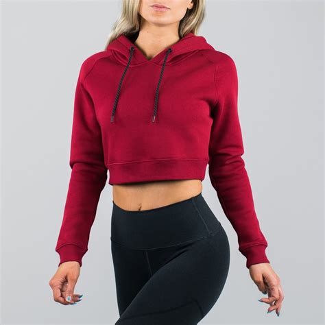 Wholesale Cropped Top Hoodie 5050 Blend Cotton Polyester Fleece Womens