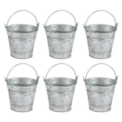 6 Pack Mini Metal Buckets With Handles Party Tin Pail Containers For