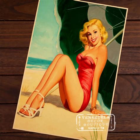Movie Star Pin Up Girl Pop Art Map Poster Classic Vintage Retro Kraft