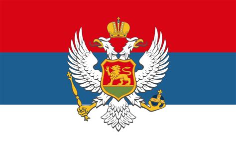 На красном фоне изображен герб черногории. Черногория Флаг Фото