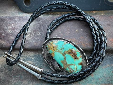 Vintage Turquoise Bolo Tie For Men Native American Bola Necklace