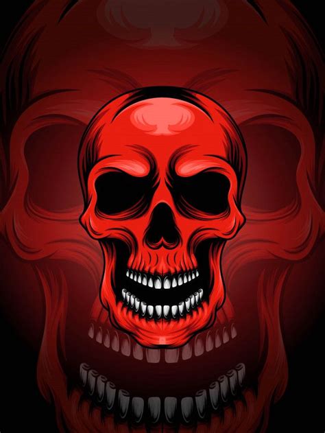 Red Skull Head Illustration Skull Illustration Skull Art Skull Artwork