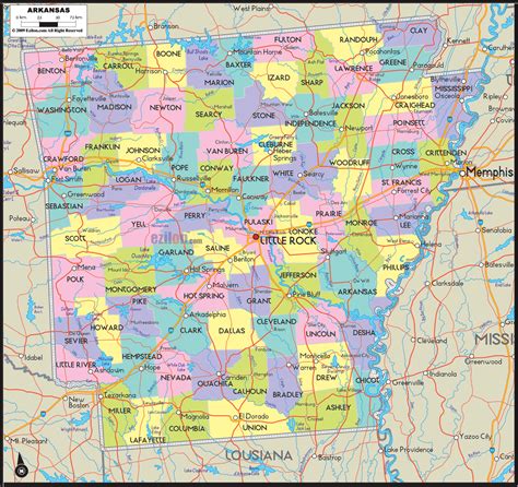 Arkansas State Map With Counties And Cities