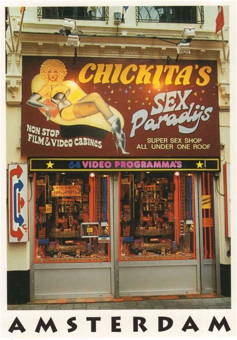 amsterdam chickita s sex paradijs red light sex shop dutch rare postcard