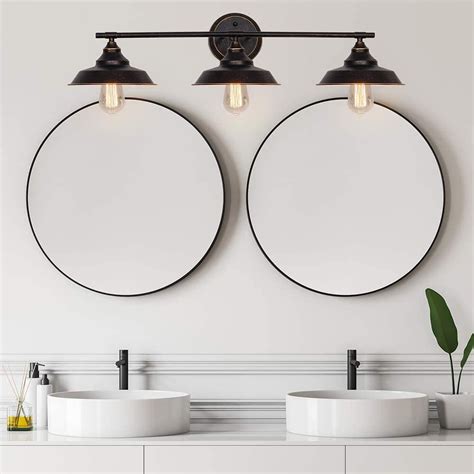 3 Light Wall Sconce Bathroom Vanity Light Fixtures With Brown Metal Shade Home And Garden