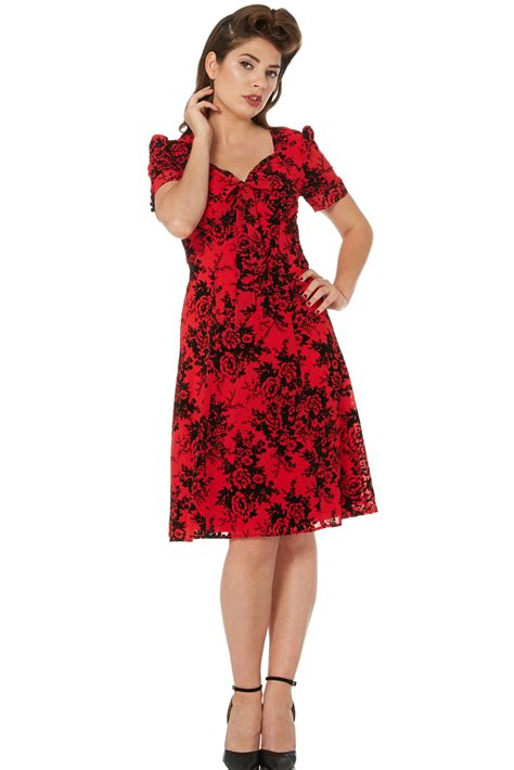 Voodoo Vixen Red Vintage 1950s Dress Red Retro 50s Dress Free Delivery