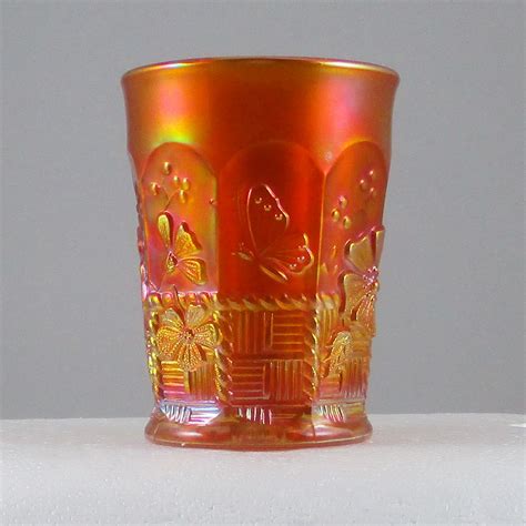 Antique Northwood Springtime Pumpkin Marigold Carnival Glass Tumbler Carnival Glass