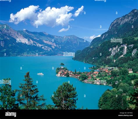 Iseltwald Lake Brienz Berneses Oberland Switzerland Stock Photo Alamy
