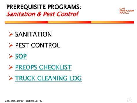 Deviation — evidence of a pest problem is a subjective determination that requires expertise. PPT - GOOD MANUFACTURING PRACTICES Training about our Food ...