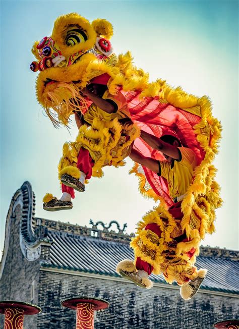 Dragon Dance Guangzhou China Chinese Lion Dance Lion Dance