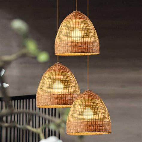 Basket Style Ceiling Bamboo Pendant Light Lamp 1937 Hanging La