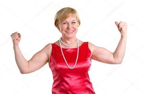 Portrait Of Fit Senior Woman Flexing Her Biceps — Stock Photo