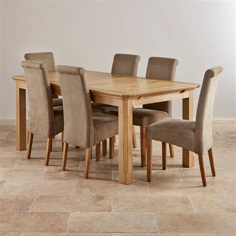 Edinburgh 6ft Extending Oak Dining Table 6 Plain Sage Chairs