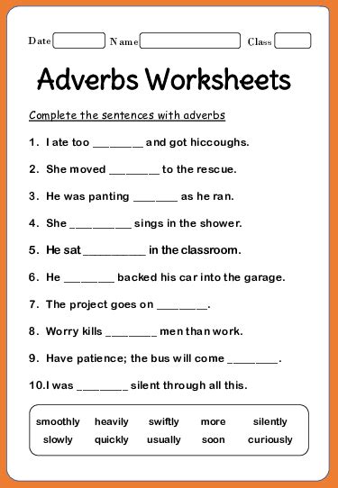 Worksheet Of Adverbs Worksheets For Kindergarten