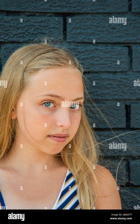 Portrait Of Tween Girl Outside Stock Photo Alamy