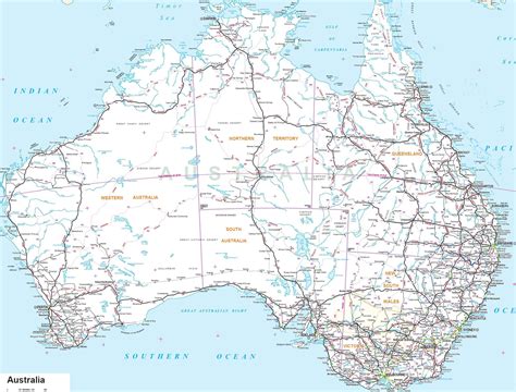 Large Detailed Road Map Of Australia With All Cities