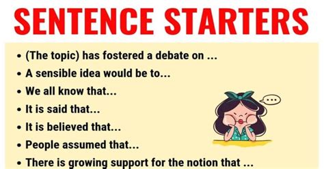 Sentence Starters Useful Words And Phrases You Can Use As Sentence