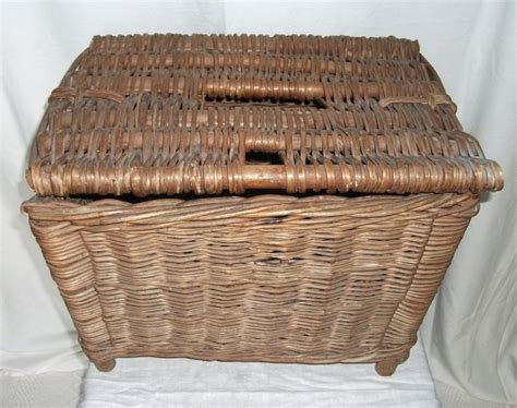 Closet organizers & systems : Antiques Atlas - Vintage Wicker Fishing Basket