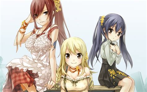 Anime Fairy Tail Erza Scarlet Wendy Marvell Lucy Heartfilia Wallpaper