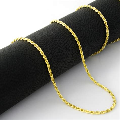 10k Yellow Gold Diamond Cut Womens Dainty 15mm Rope Chain Pendant Necklace 26 Ebay