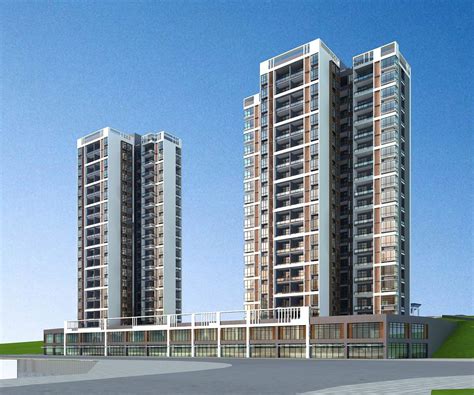 现代高层住宅公寓3dmax 模型下载 光辉城市