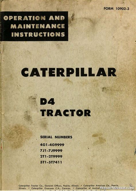 Nordictrack vu19 user manual pdf download | manualslib. Caterpillar D4 Tractor Operators Manual