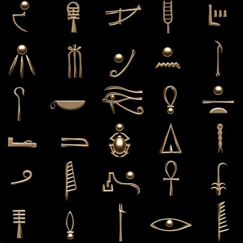Egyptian Hieroglyphics Symbols 3d Model