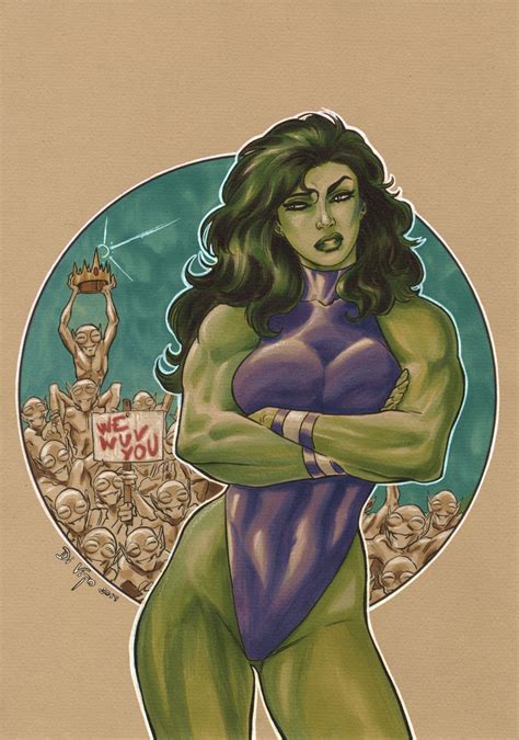 She Hulk Acrylic Commission Andrea Di Vito For Sale Comic Art Marvel