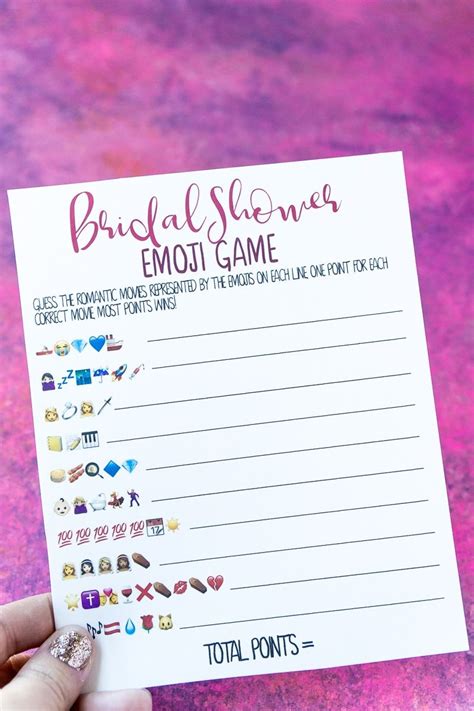 Try to figure out which popular romantic comedy each line of emojis represents but be warned, they can be a bit tricky! Free Printable Bridal Shower Emoji Game | Bridal shower ...