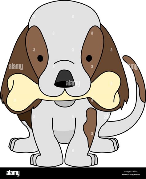 Illustration Of Puppy Holding Dog Bone In Mouth Stock Photo Alamy