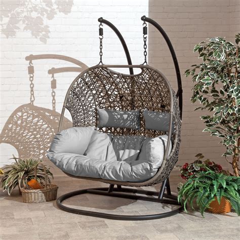 Brampton Luxury Rattan Wicker Outdoor Hanging Cocoon Egg Swing Chair